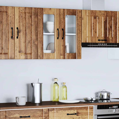 vidaXL Küchen-Hängeschrank mit Glastür Lucca Altholz-Optik Holzwerkstoff