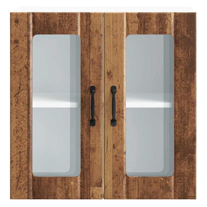 vidaXL Küchen-Hängeschrank mit Glastür Lucca Altholz-Optik Holzwerkstoff