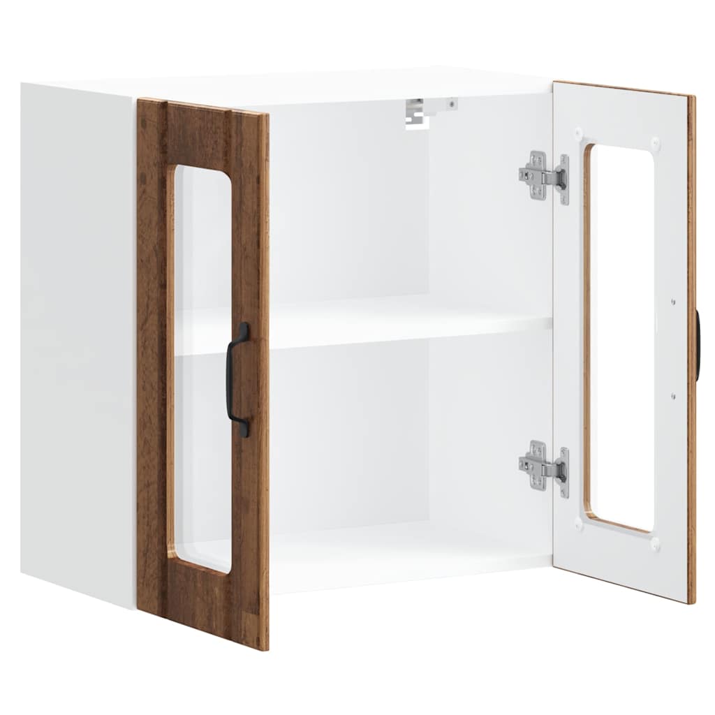 vidaXL Küchen-Hängeschrank mit Glastür Lucca Altholz-Optik Holzwerkstoff