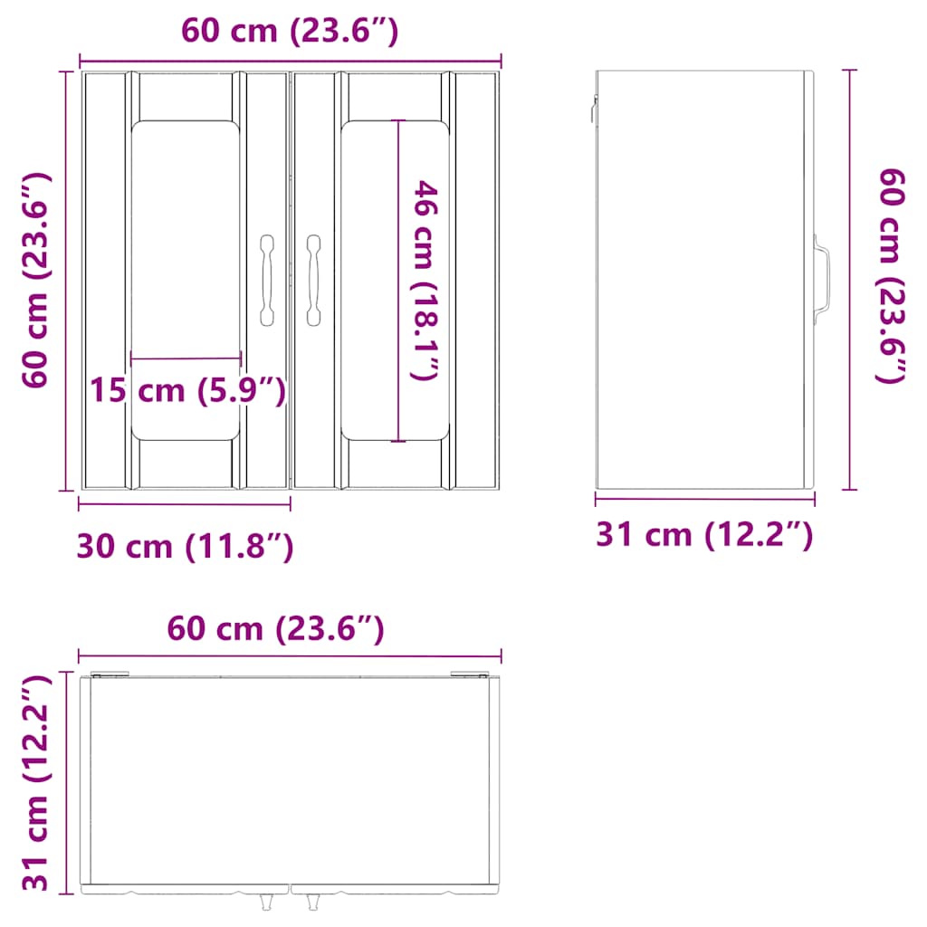 vidaXL Küchen-Hängeschrank mit Glastür Lucca Artisan-Eiche Holzwerkstoff