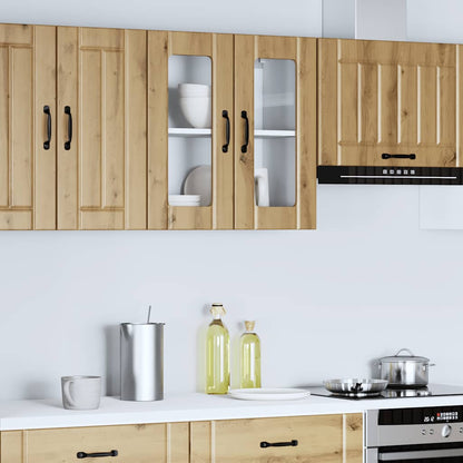 vidaXL Küchen-Hängeschrank mit Glastür Lucca Artisan-Eiche Holzwerkstoff
