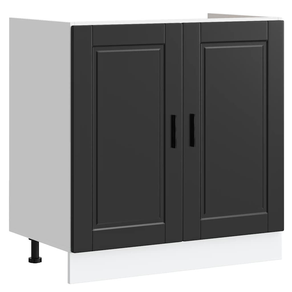 vidaXL Spülenunterschrank Porto Schwarz 80x46x81,5 cm Holzwerkstoff