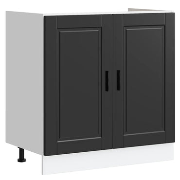 vidaXL Meuble sous-évier Porto Noir 80x46x81,5 cm Bois d'ingénierie