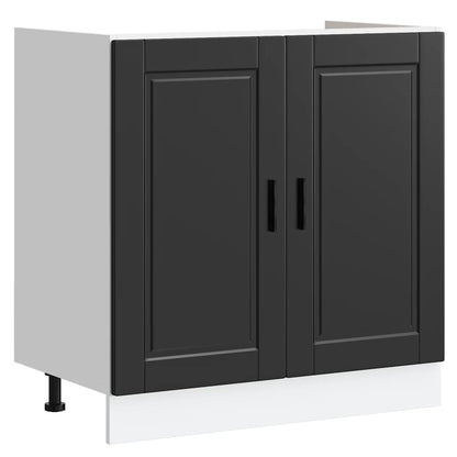 vidaXL Spülenunterschrank Porto Schwarz 80x46x81,5 cm Holzwerkstoff