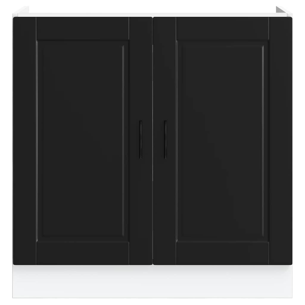 vidaXL Spülenunterschrank Porto Schwarz 80x46x81,5 cm Holzwerkstoff