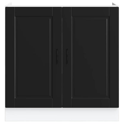 vidaXL Spülenunterschrank Porto Schwarz 80x46x81,5 cm Holzwerkstoff