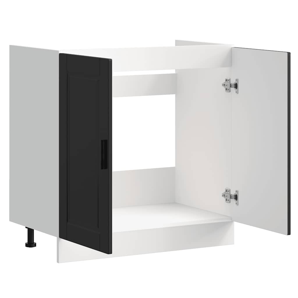 vidaXL Spülenunterschrank Porto Schwarz 80x46x81,5 cm Holzwerkstoff
