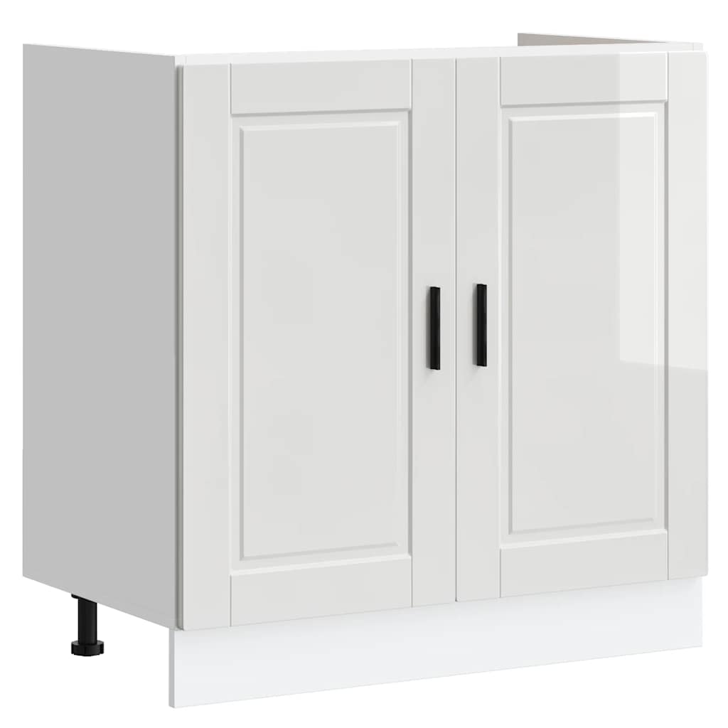 vidaXL Meuble sous-évier Porto blanc brillant 80x46x81,5 cm
