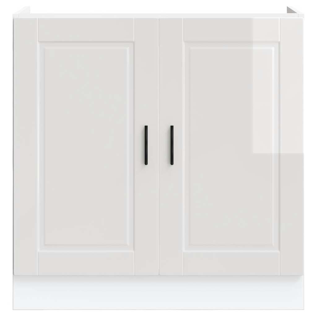 vidaXL Meuble sous-évier Porto blanc brillant 80x46x81,5 cm