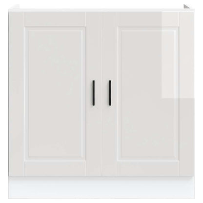 vidaXL Meuble sous-évier Porto blanc brillant 80x46x81,5 cm