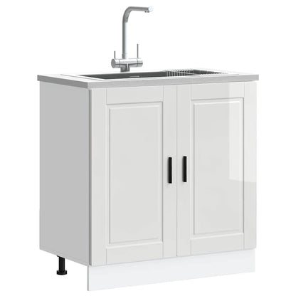 vidaXL Meuble sous-évier Porto blanc brillant 80x46x81,5 cm