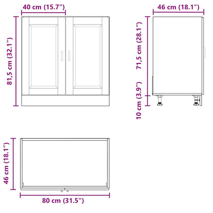 vidaXL Spülenunterschrank Porto Betongrau 80x46x81,5 cm Holzwerkstoff