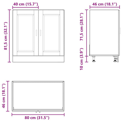 Spülenunterschrank Porto Räuchereiche 80x46x81,5 cm