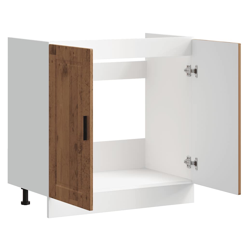Meuble sous-évier vidaXL Porto aspect bois de récupération 80x46x81,5 cm
