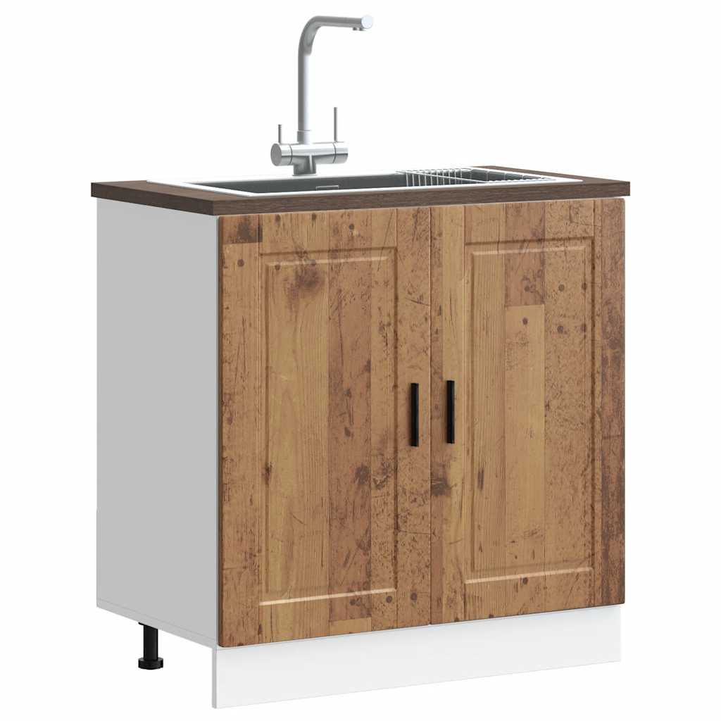 Meuble sous-évier vidaXL Porto aspect bois de récupération 80x46x81,5 cm