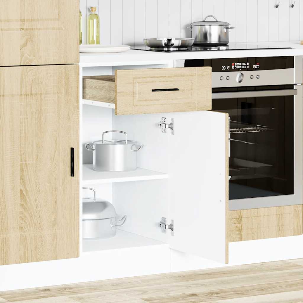 Meuble bas de cuisine vidaXL Porto en aggloméré coloris chêne Sonoma