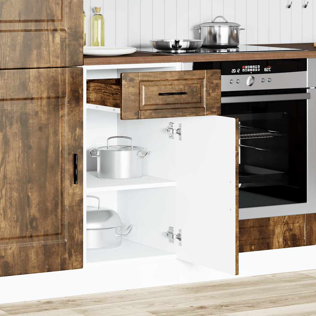 vidaXL Meuble bas de cuisine Porto Chêne fumé Bois d'ingénierie