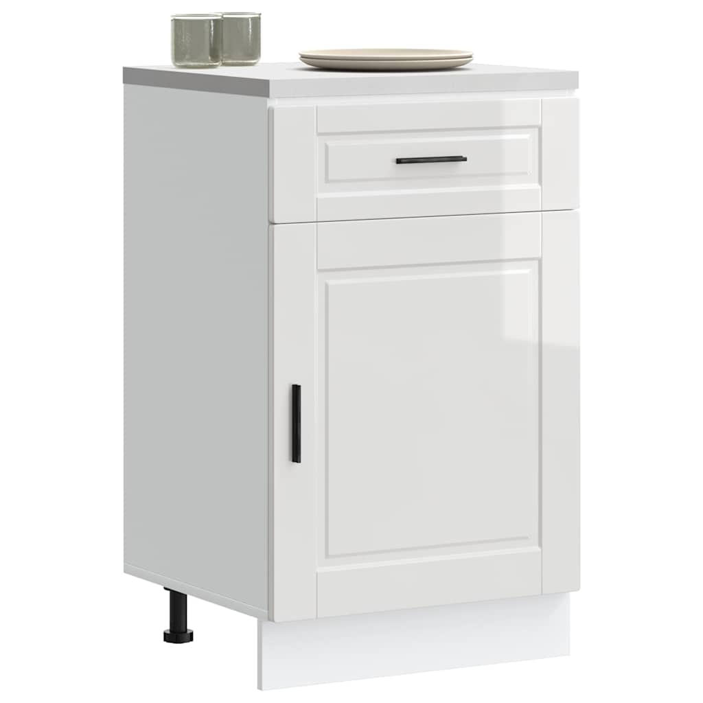 vidaXL Meuble bas de cuisine Porto Blanc brillant Bois d'ingénierie