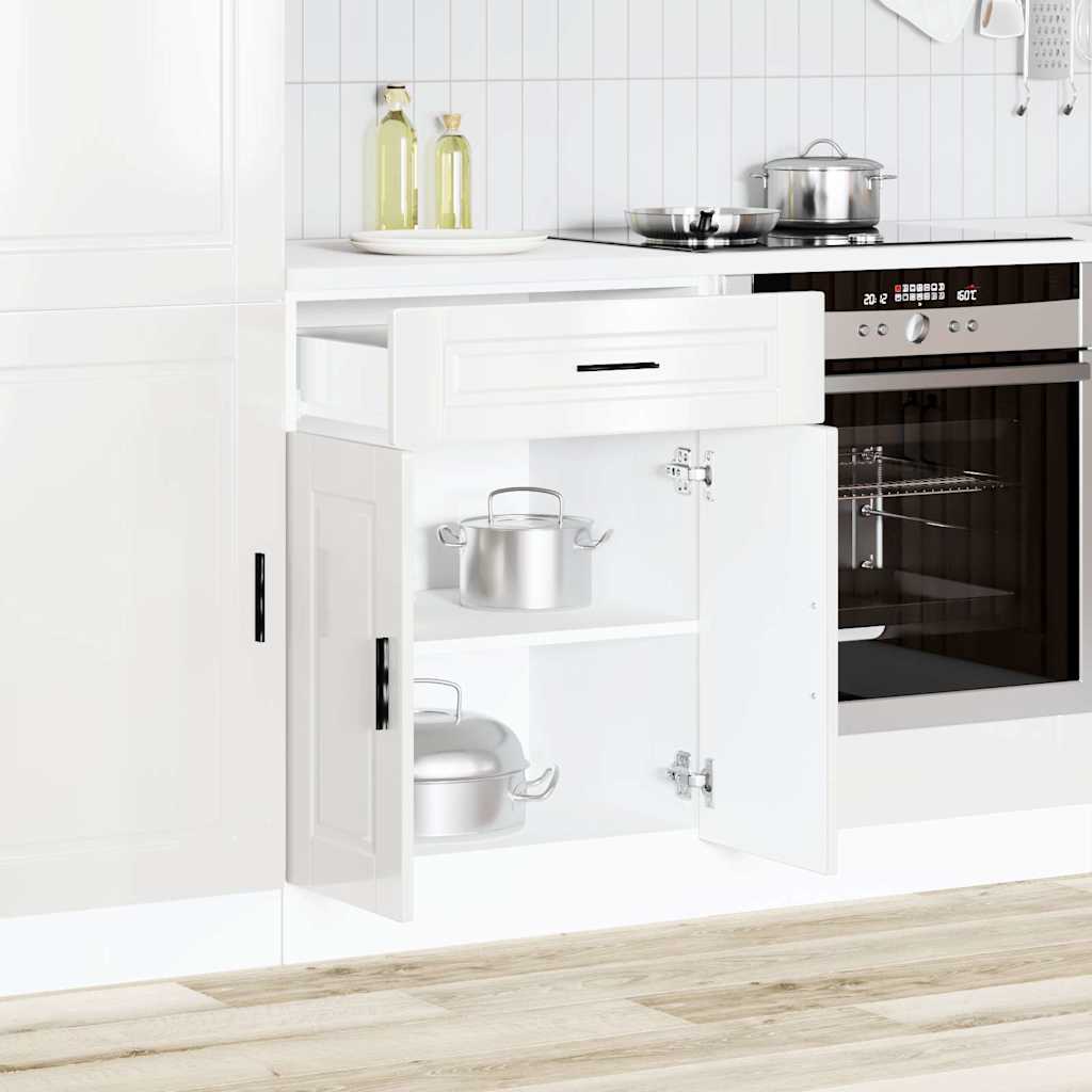 vidaXL Meuble bas de cuisine Porto Blanc brillant Bois d'ingénierie