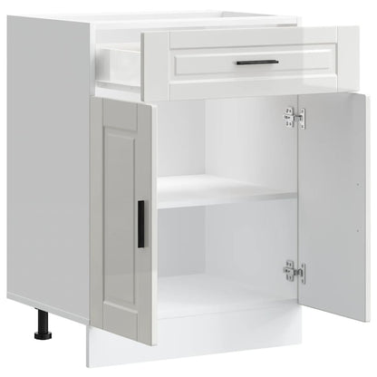 vidaXL Meuble bas de cuisine Porto Blanc brillant Bois d'ingénierie