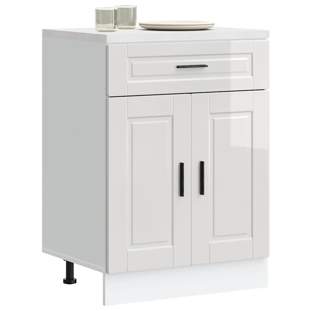 vidaXL Meuble bas de cuisine Porto Blanc brillant Bois d'ingénierie