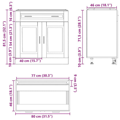 vidaXL Meuble bas de cuisine Porto gris béton bois d'ingénierie