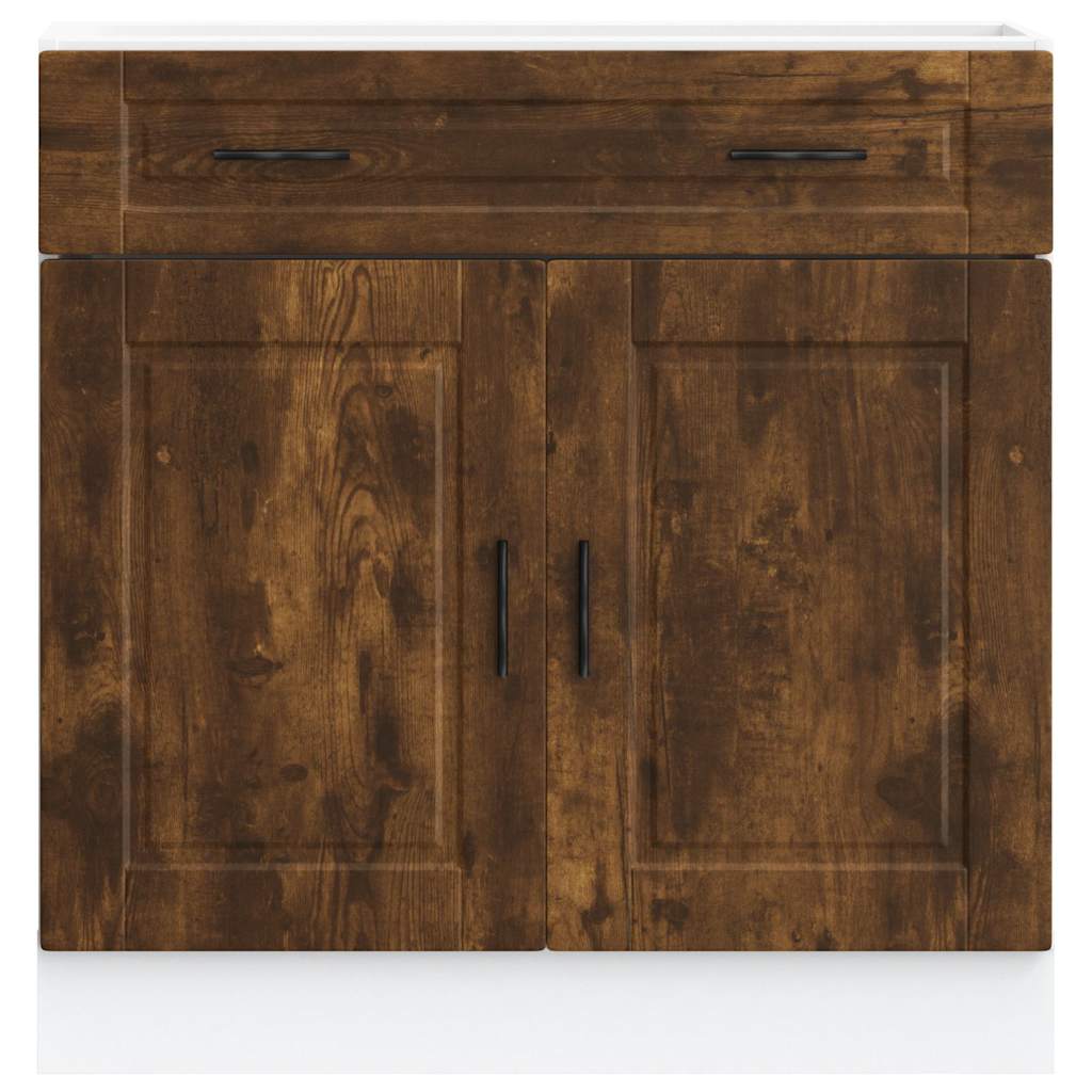 vidaXL Meuble bas de cuisine Porto en bois d'ingénierie coloris chêne fumé