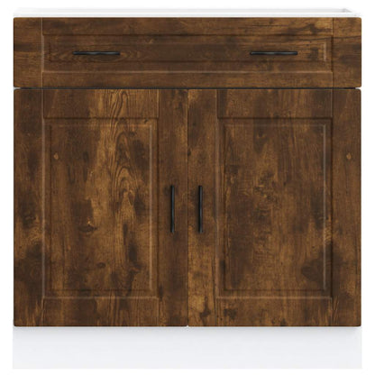 vidaXL Meuble bas de cuisine Porto en bois d'ingénierie coloris chêne fumé