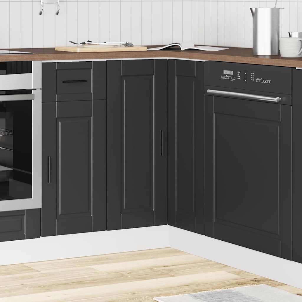 vidaXL Küchen-Eckunterschrank Porto Schwarz Holzwerkstoff