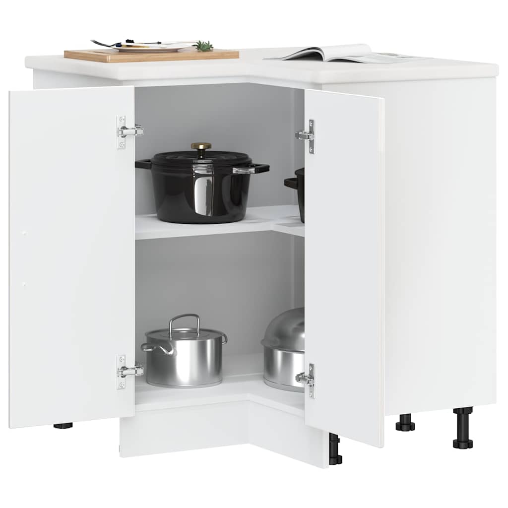 vidaXL Küchen-Eckunterschrank Porto Hochglanz-Weiß Holzwerkstoff