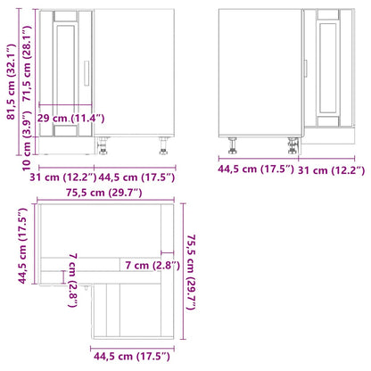vidaXL Küchen-Eckunterschrank Porto Betongrau Holzwerkstoff