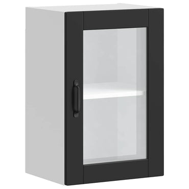 vidaXL Küchen-Hängeschrank mit Glastür Porto Schwarz