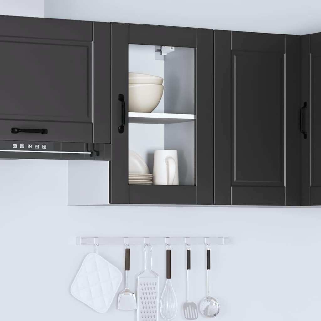vidaXL Küchen-Hängeschrank mit Glastür Porto Schwarz
