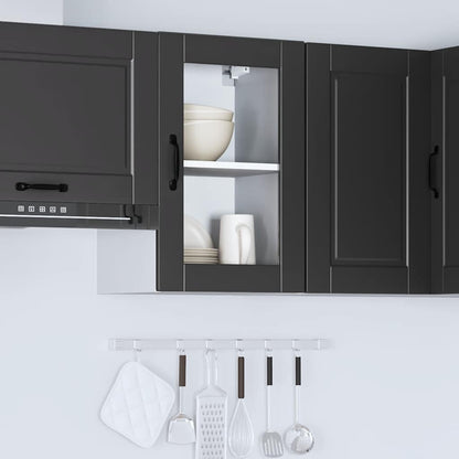 vidaXL Küchen-Hängeschrank mit Glastür Porto Schwarz