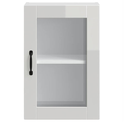 vidaXL Küchen-Hängeschrank mit Glastür Porto Hochglanz-Weiß