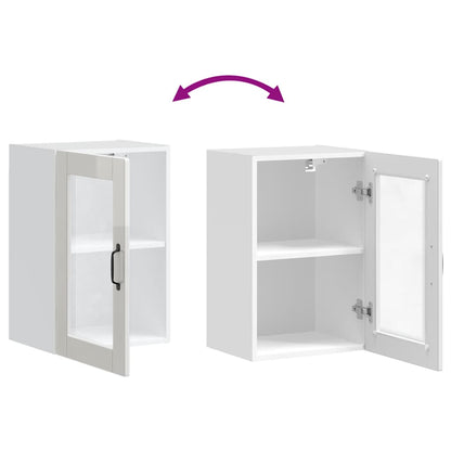 vidaXL Küchen-Hängeschrank mit Glastür Porto Hochglanz-Weiß