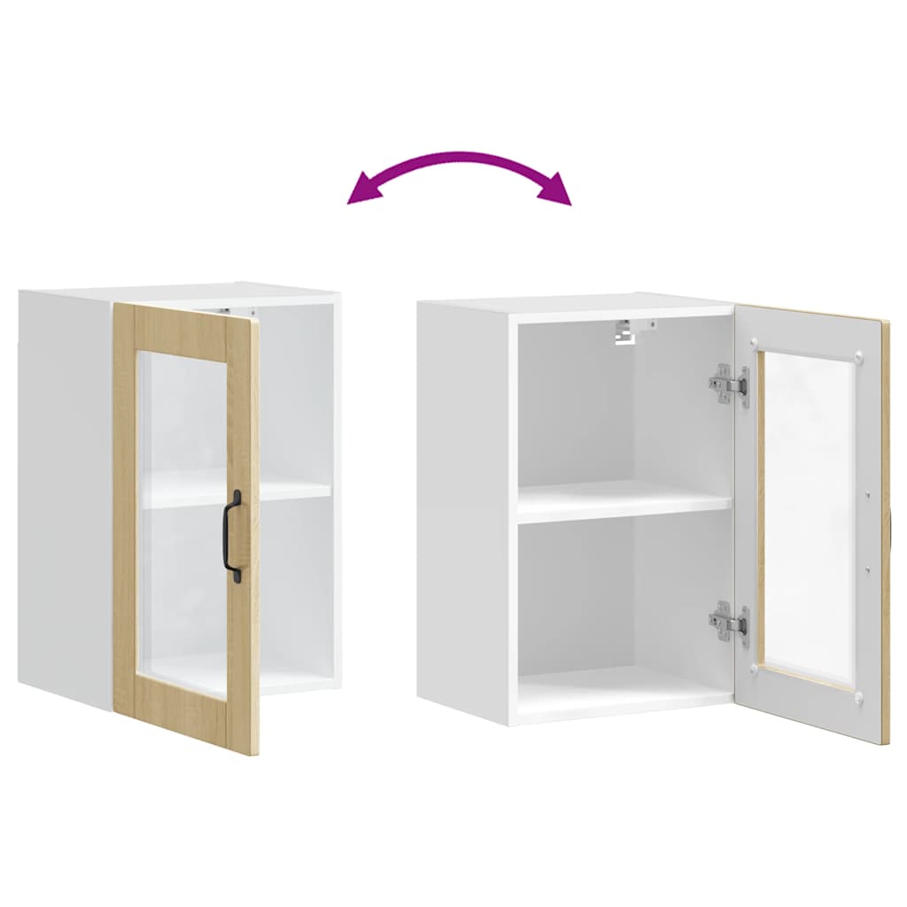 vidaXL Küchen-Hängeschrank mit Glastür Porto Sonoma-Eiche
