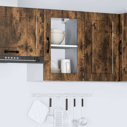 vidaXL Meuble haut de cuisine avec porte vitrée chêne fumé Porto