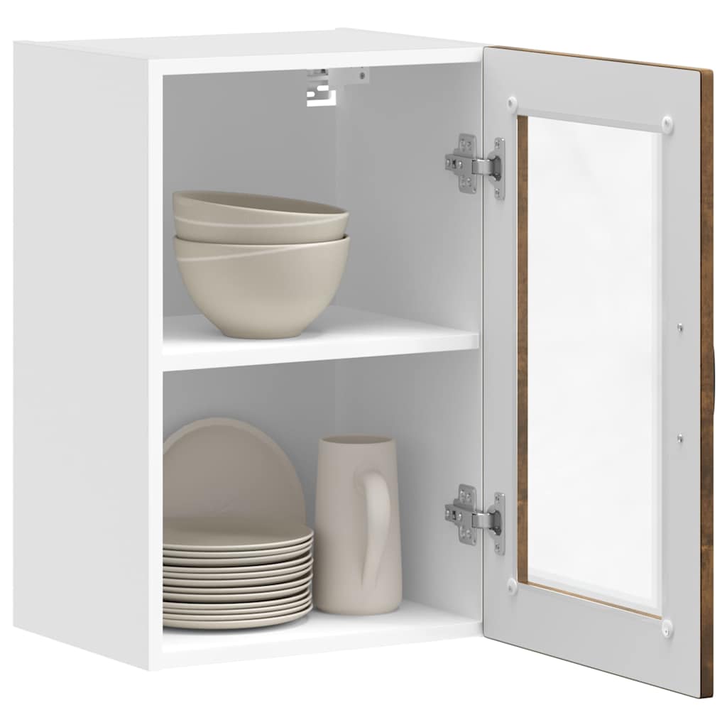 vidaXL Meuble haut de cuisine avec porte vitrée chêne fumé Porto