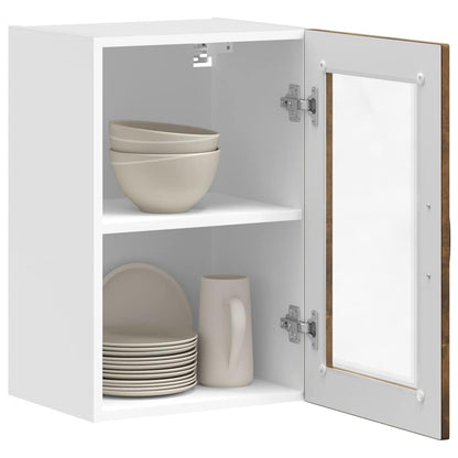 vidaXL Meuble haut de cuisine avec porte vitrée chêne fumé Porto