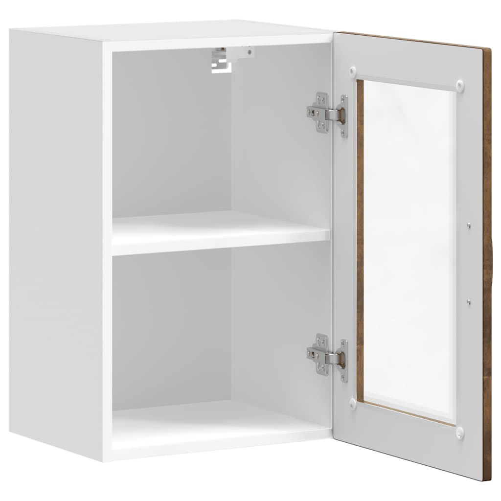 vidaXL Meuble haut de cuisine avec porte vitrée chêne fumé Porto