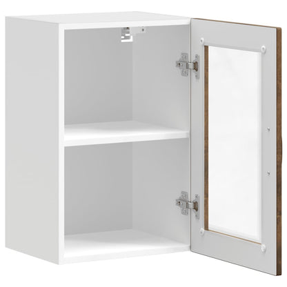 vidaXL Meuble haut de cuisine avec porte vitrée chêne fumé Porto