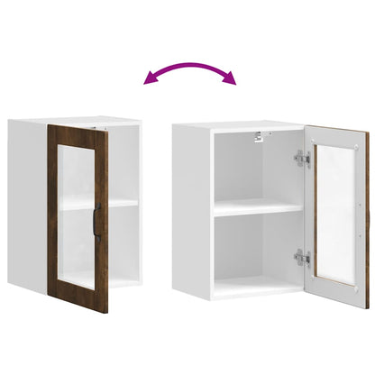 vidaXL Meuble haut de cuisine avec porte vitrée chêne fumé Porto