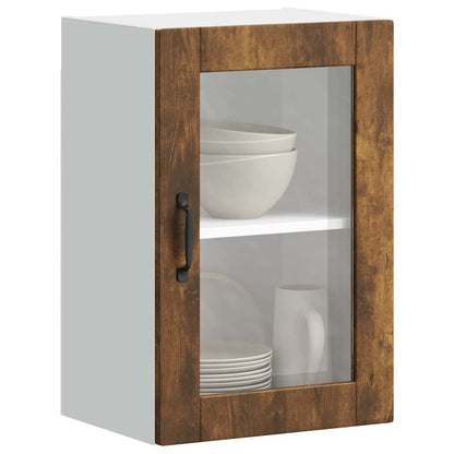vidaXL Meuble haut de cuisine avec porte vitrée chêne fumé Porto