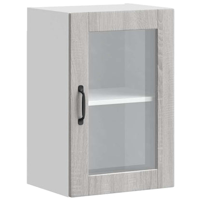 vidaXL Küchen-Hängeschrank mit Glastür Porto Grau Sonoma