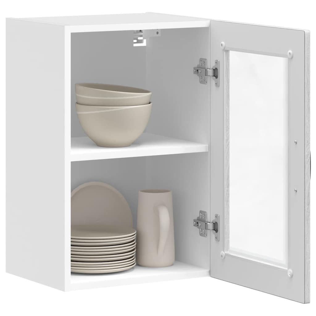 vidaXL Küchen-Hängeschrank mit Glastür Porto Grau Sonoma