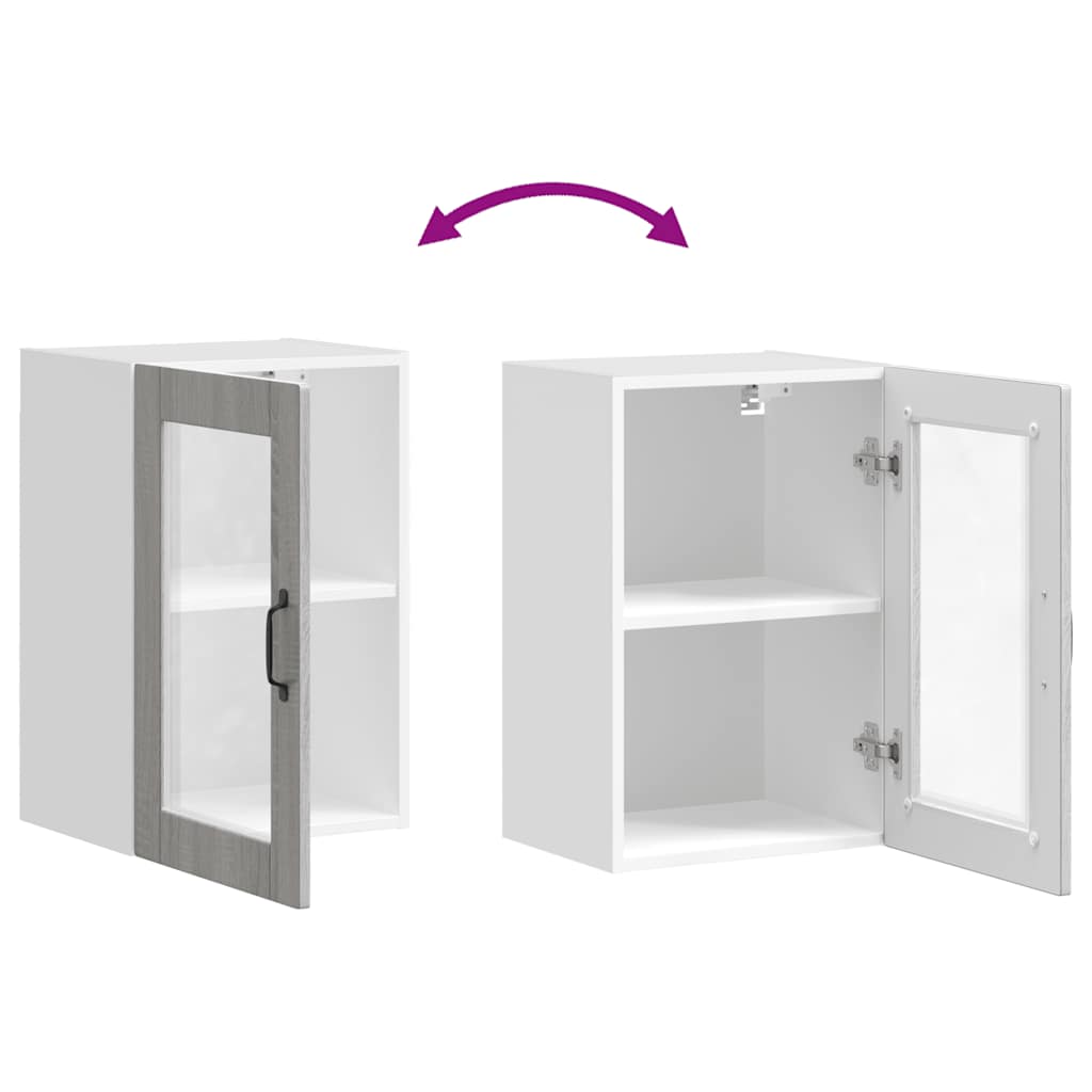 vidaXL Küchen-Hängeschrank mit Glastür Porto Grau Sonoma