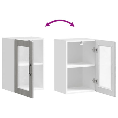 vidaXL Küchen-Hängeschrank mit Glastür Porto Grau Sonoma