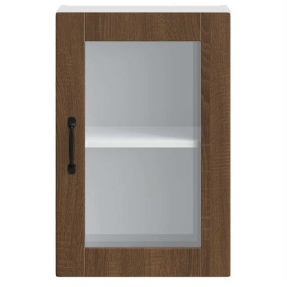 vidaXL Küchen-Hängeschrank mit Glastür Porto Braun Eichen-Optik