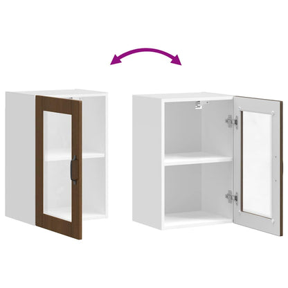 vidaXL Küchen-Hängeschrank mit Glastür Porto Braun Eichen-Optik